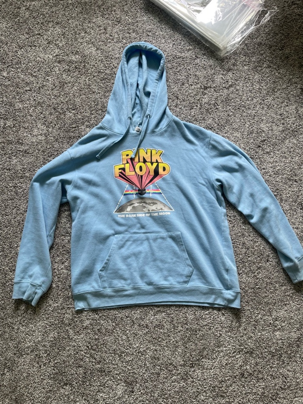 Pink Floyd Sky Blue Hoodie with Yellow & Pink Logo